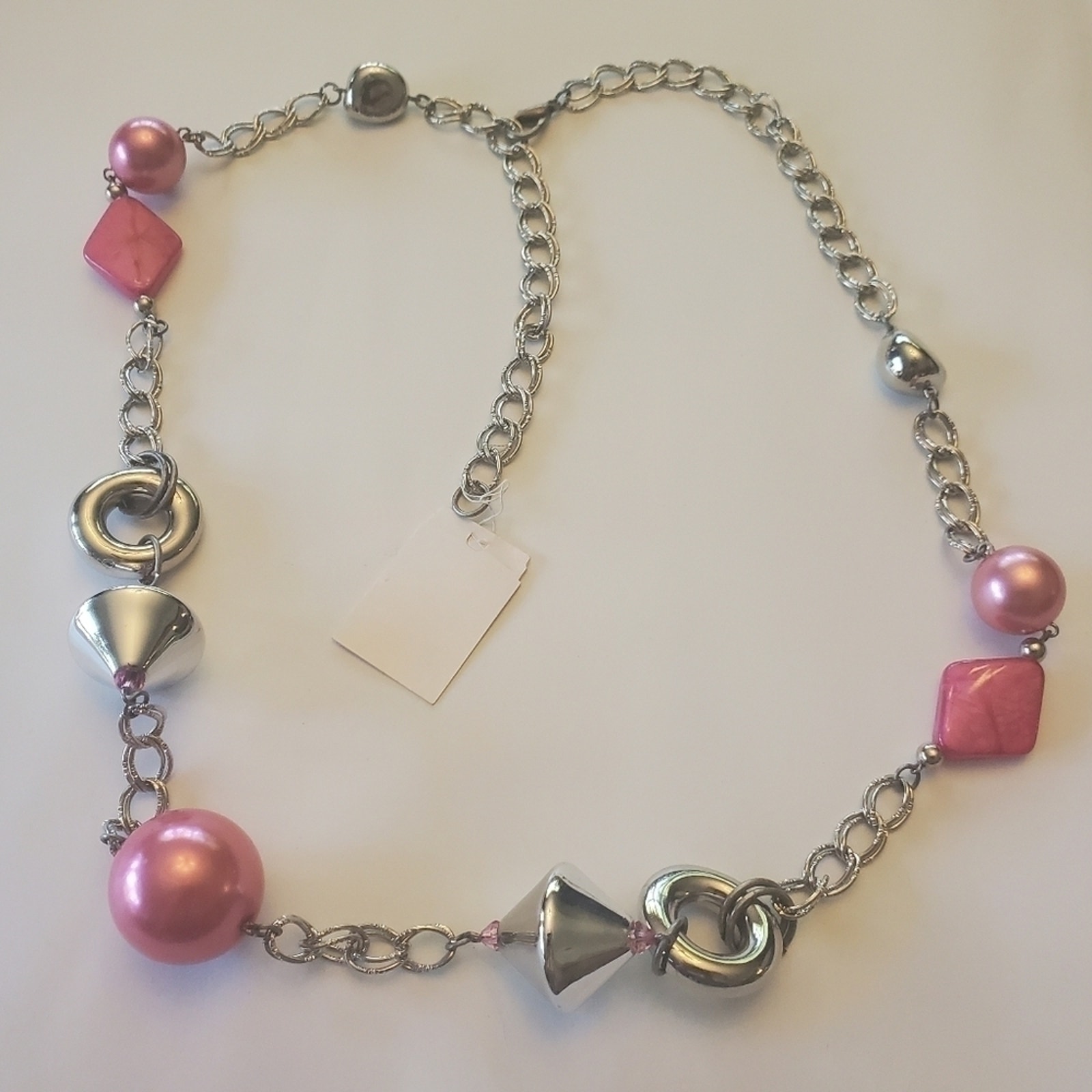 Treska Glam Funky Beaded Long Statement Adjustable Link Necklace